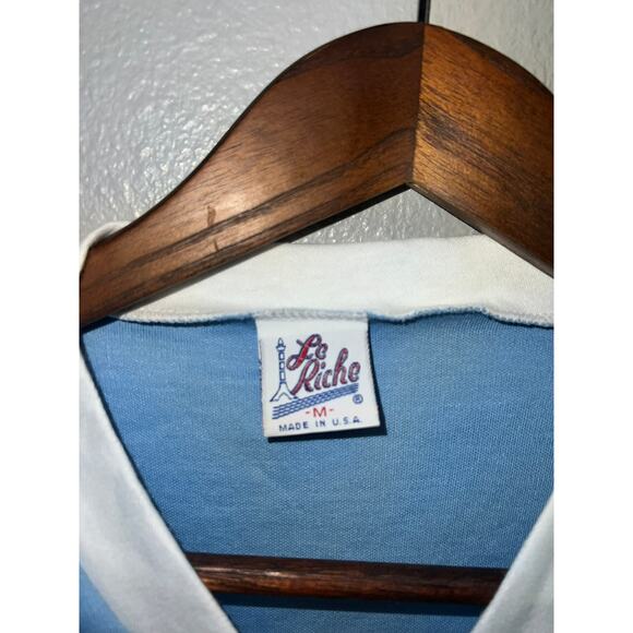 80s Women's Le Riche Blue White Shirt Top Blank VTG Women Medium - Picture 6 of 10